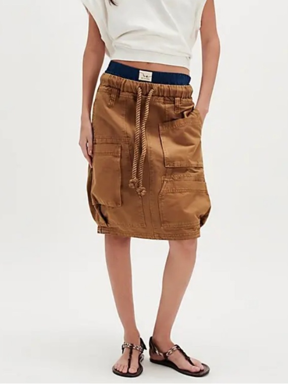 Free People Carmen Cargo Twill Skirt in Tobacco | NWT